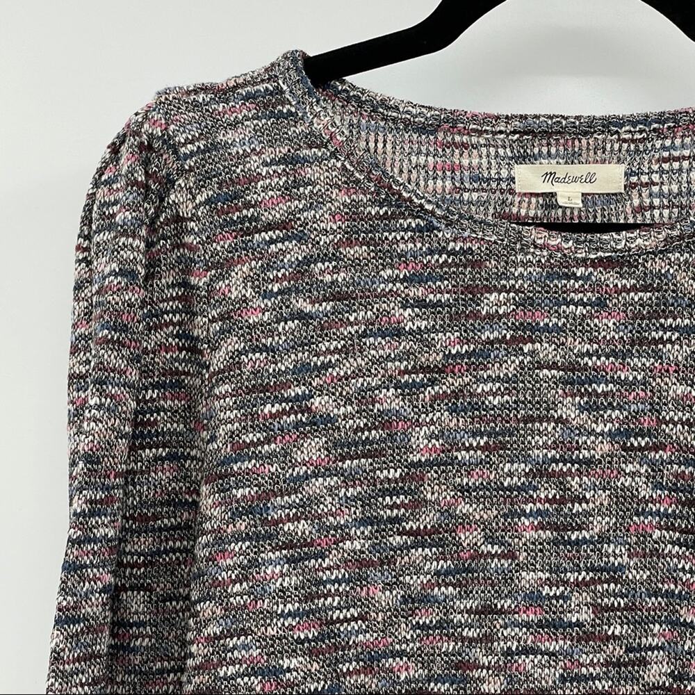 MADEWELL SpaceDyed Marled Sweater SZ L Gathered Shoulders Crewneck Pullover - Picture 4 of 8